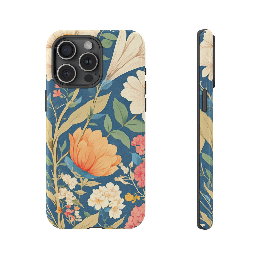 Vintage Botanical Floral Phone Case – Blue Tough Case