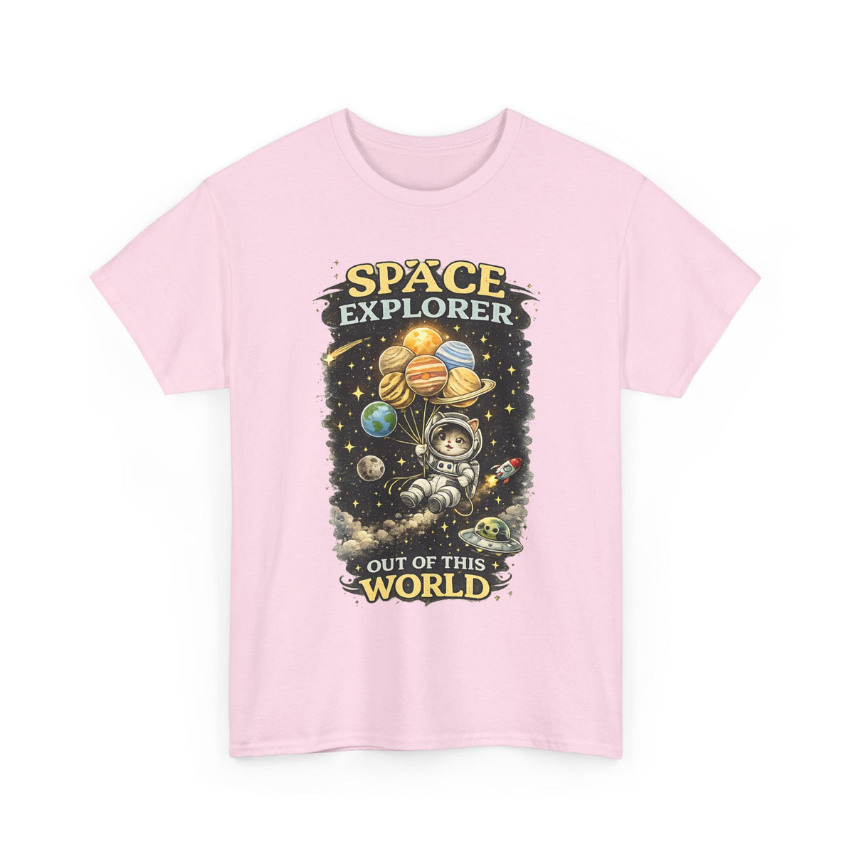 Space Explorer T-Shirt – Astronaut, Galaxy & Planets Graphic Tee