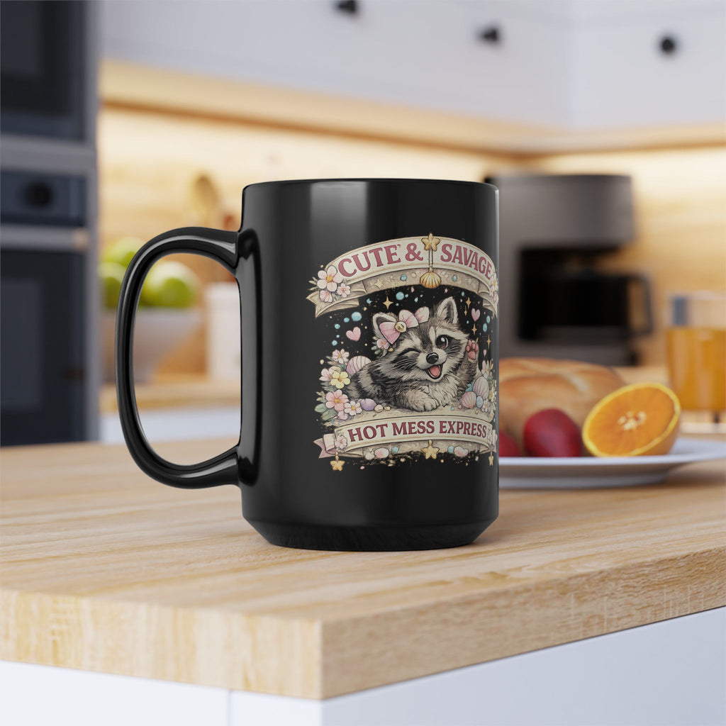 Cute and Savage Hot Mess Express Mug Funny Raccoon Coffee Cup Gift for Her