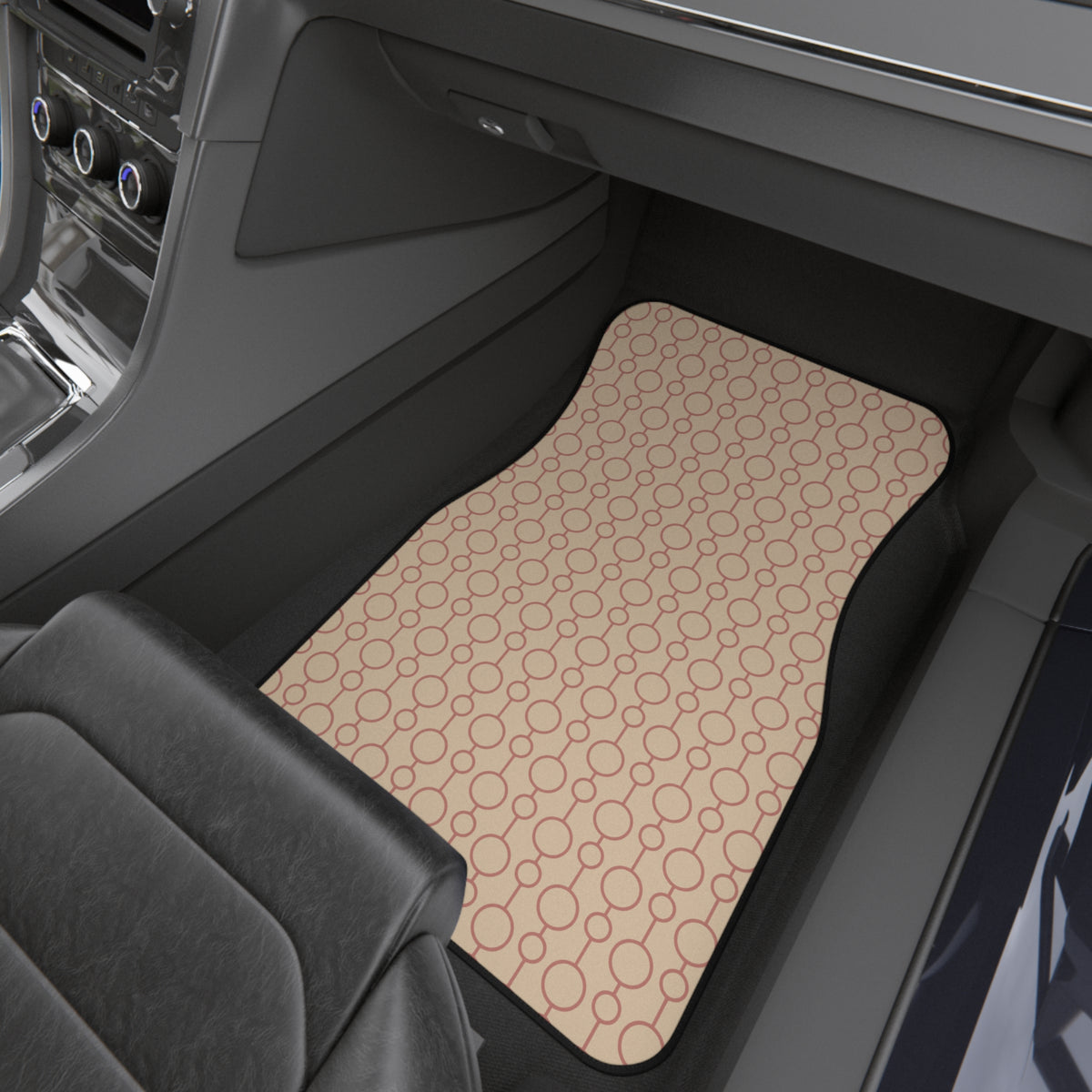 Beige Geometric Car Floor Mats – Minimal 4-Piece Set