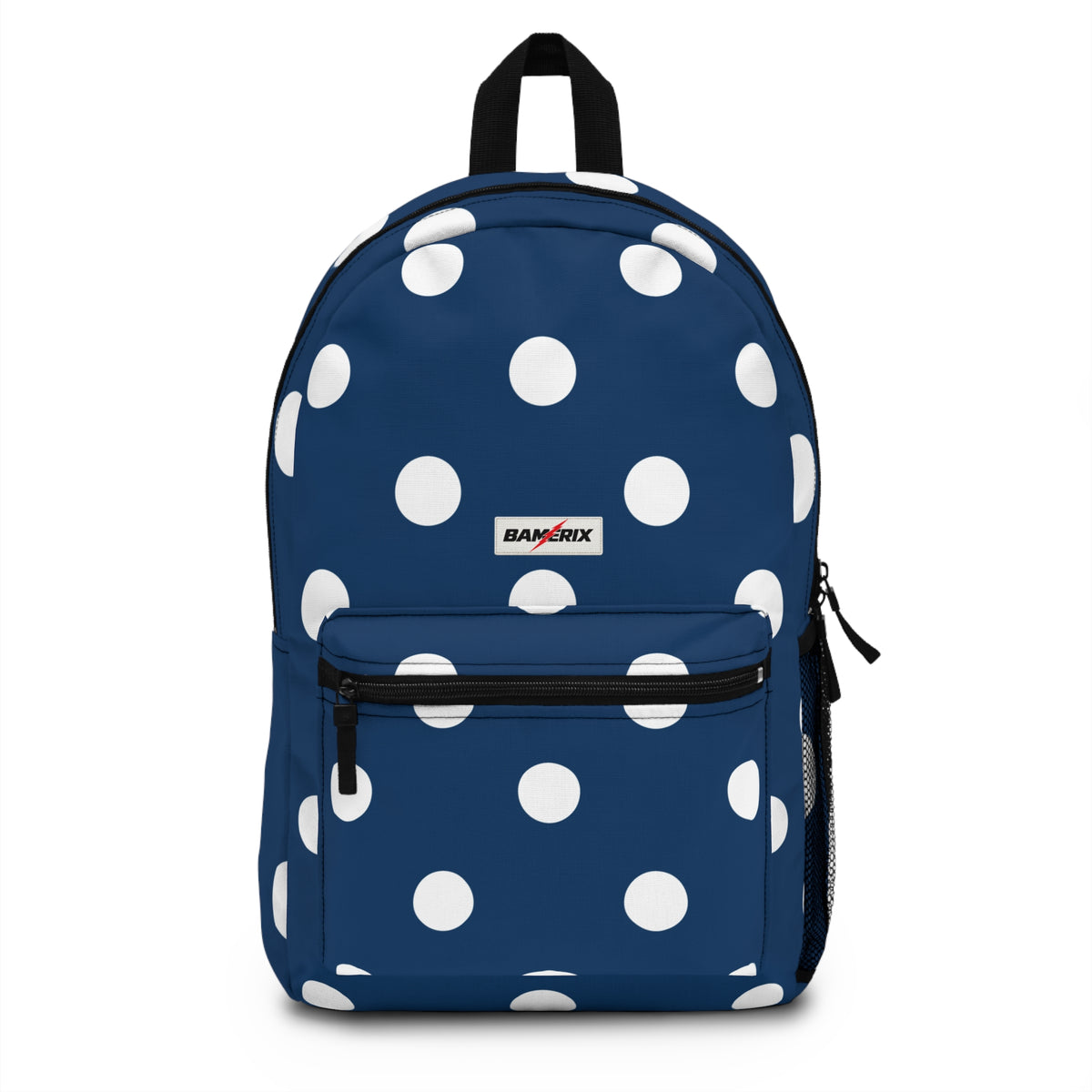 Navy Blue Polka Dot Backpack – Classic White Dot Graphic Backpack