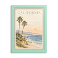 California Coastal Sunset Vintage Framed Poster – Mint Green Frame