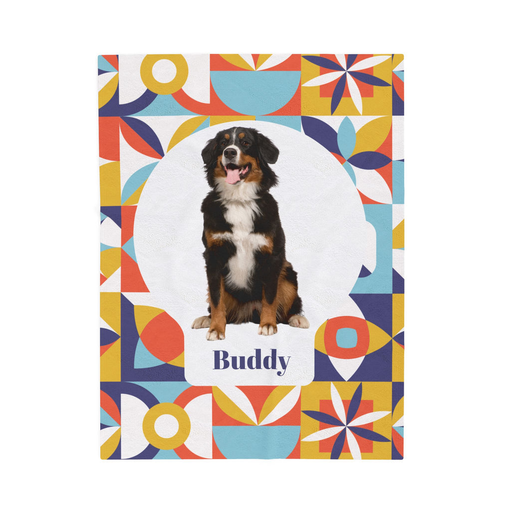 Custom Pet Blanket with Photo  Name  Personalized Dog Blanket  Cat Photo Throw  Sherpa Plush Pet Memorial Gift  PET3
