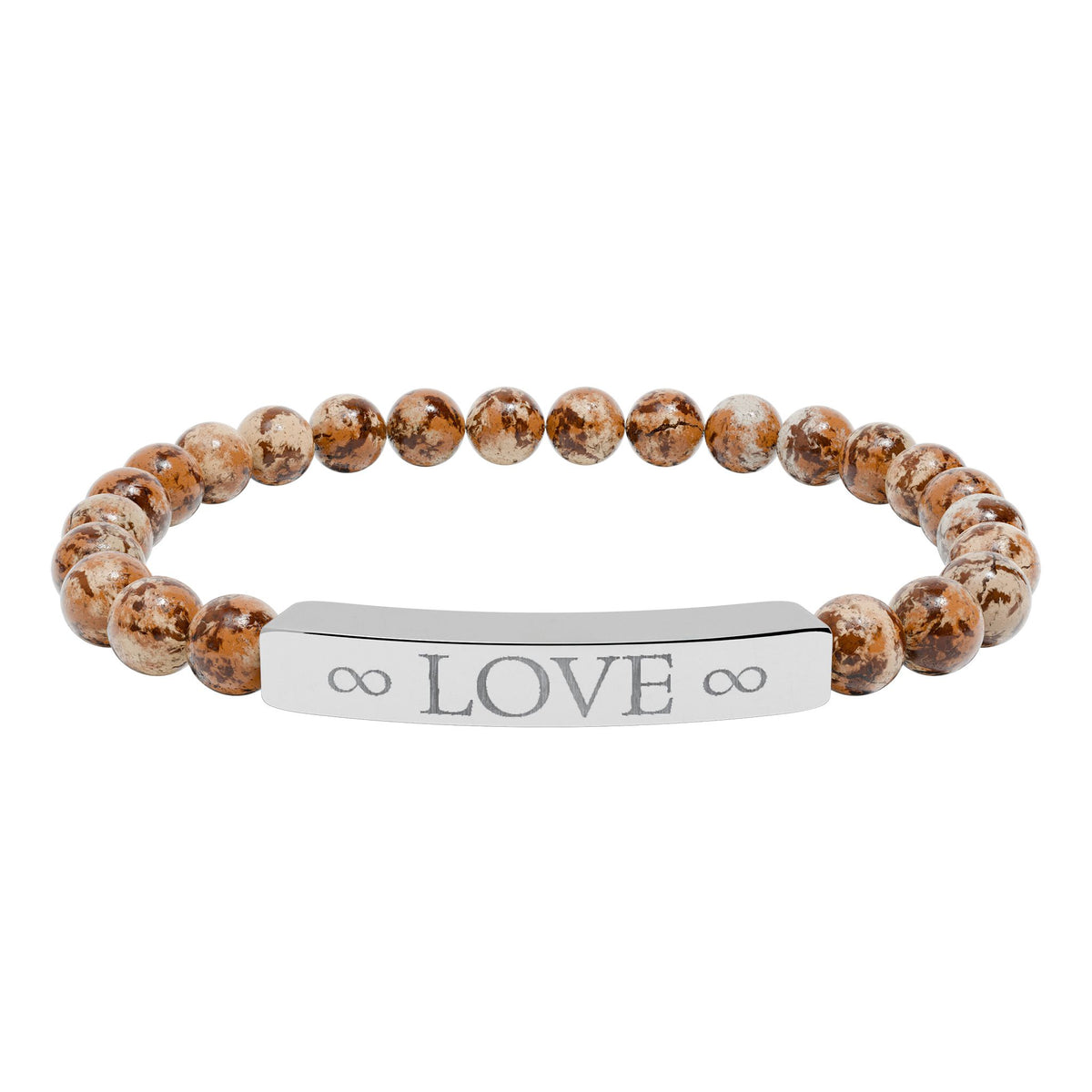 Infinity Love Natural Stone Bracelet – Engraved Beaded Jewelry