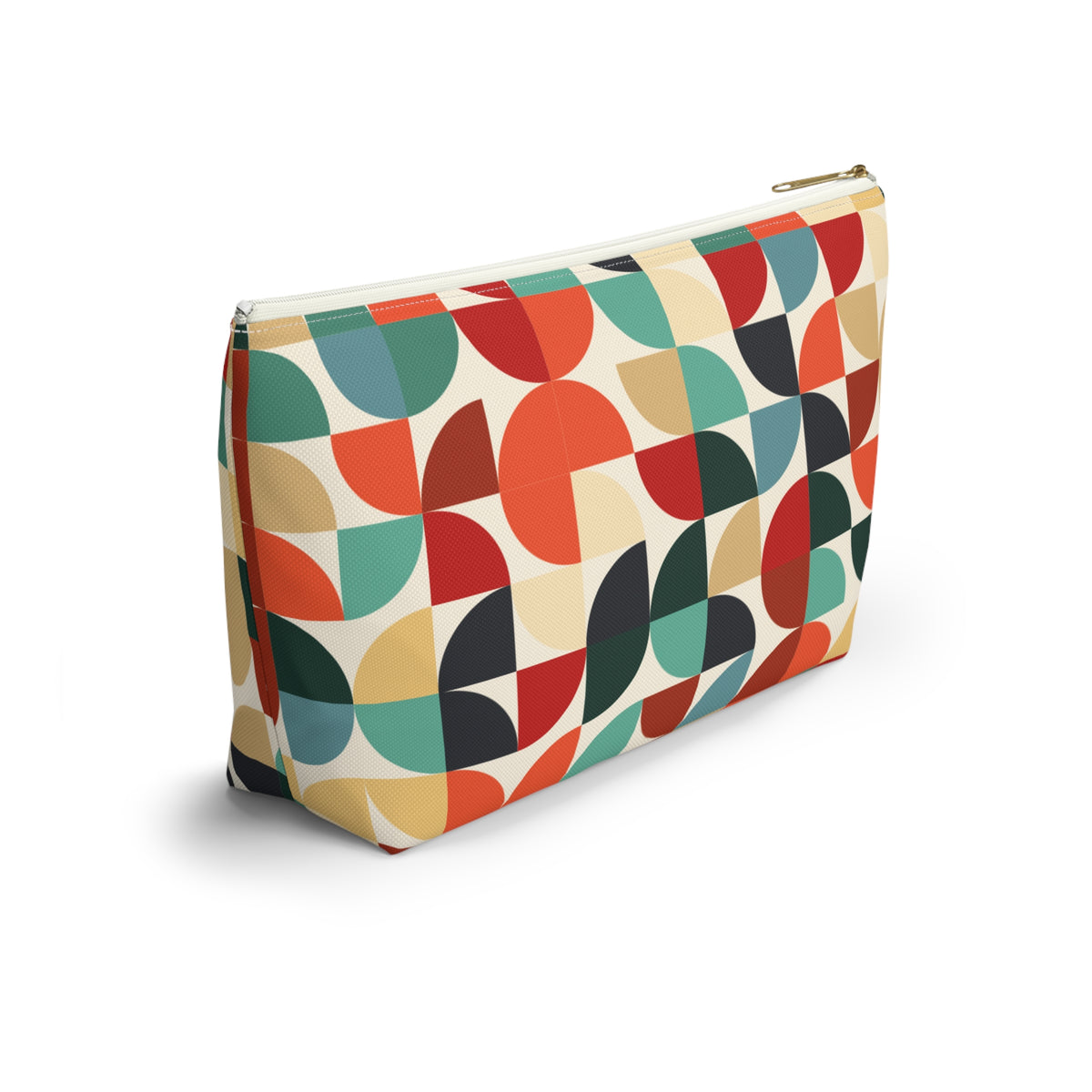 Retro Geometric Pouch – Mid-Century Color Block Print