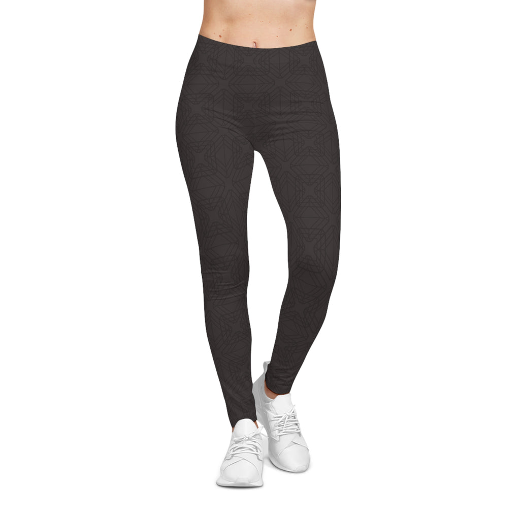 Black Geometric Leggings – Minimal Dark Pattern