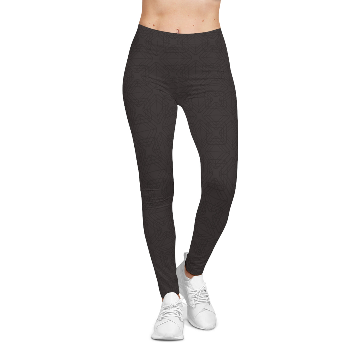 Black Geometric Leggings – Minimal Dark Pattern
