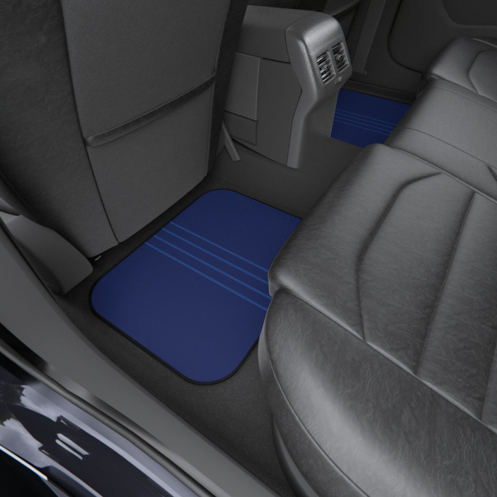 Blue Racing Stripe Car Floor Mats – 4-Piece Set