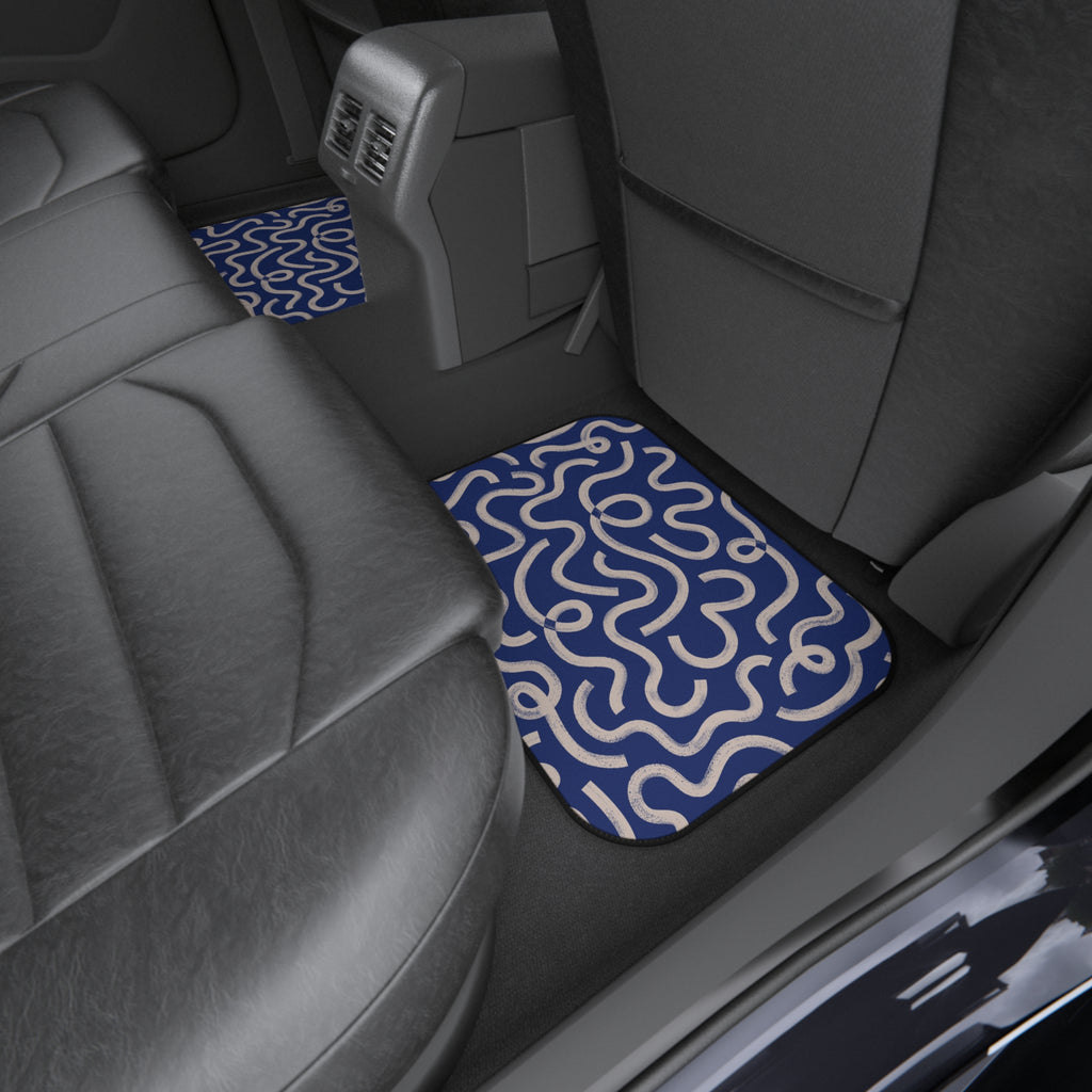 Blue Abstract Pattern Car Floor Mats – 4-Piece Set