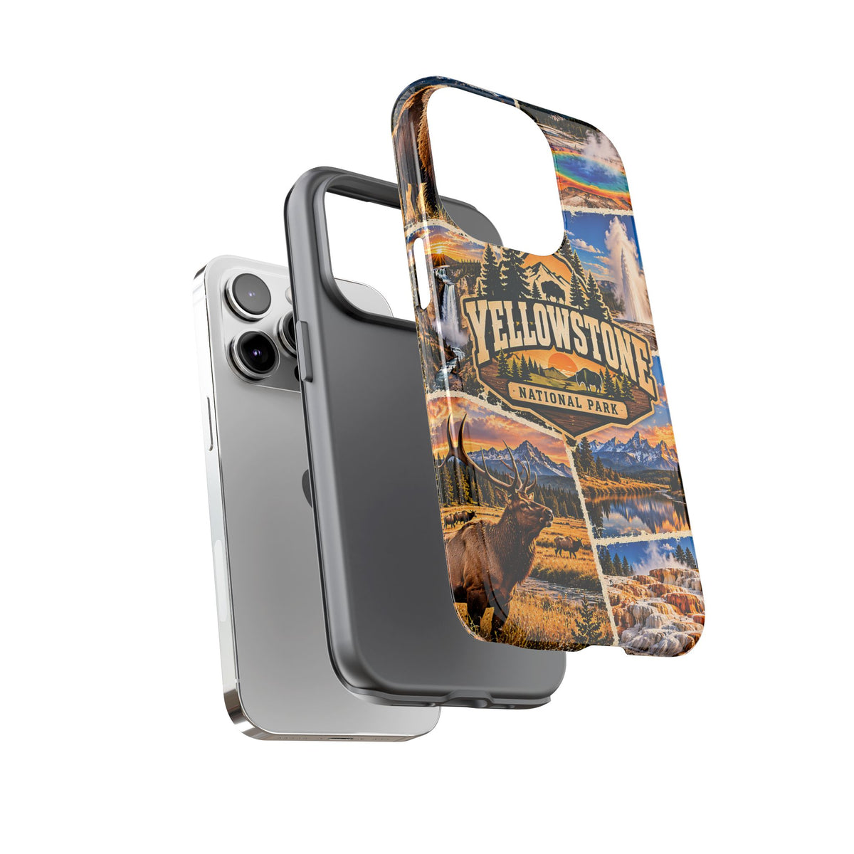 Yellowstone National Park Tough Phone Case – Vintage Wildlife Collage
