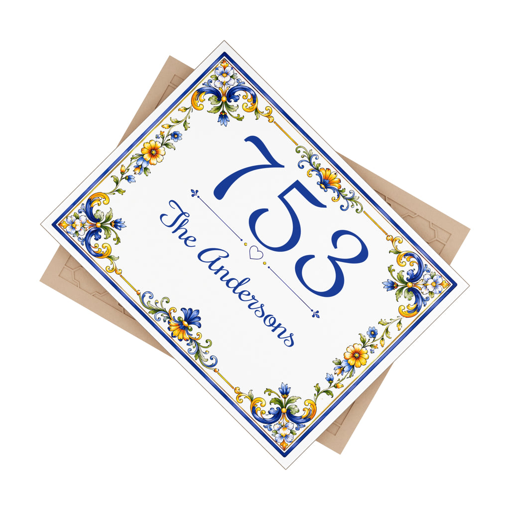 Personalized Ceramic House Number Plaque with Family Name – S22
