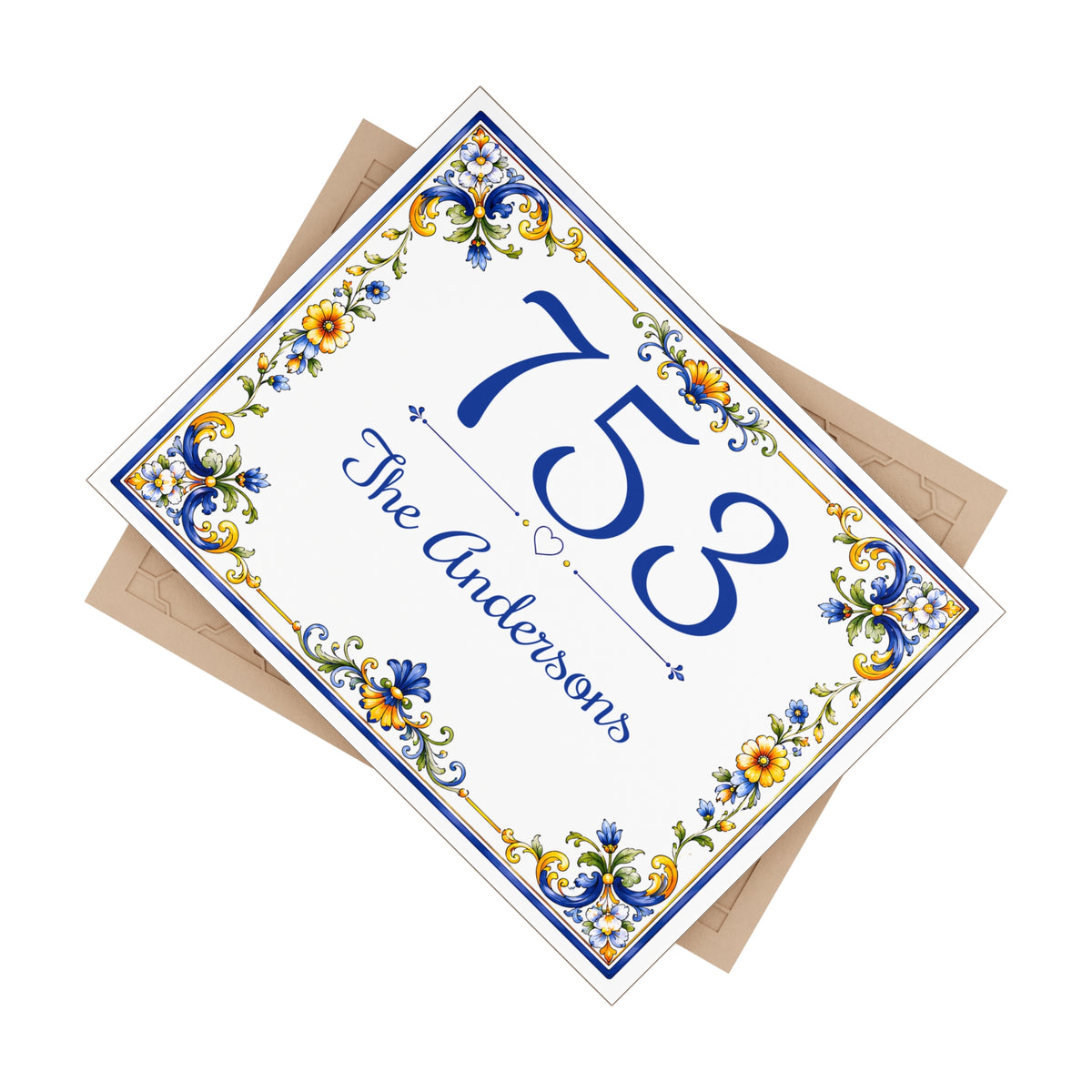 Personalized Ceramic House Number Plaque with Family Name – S22