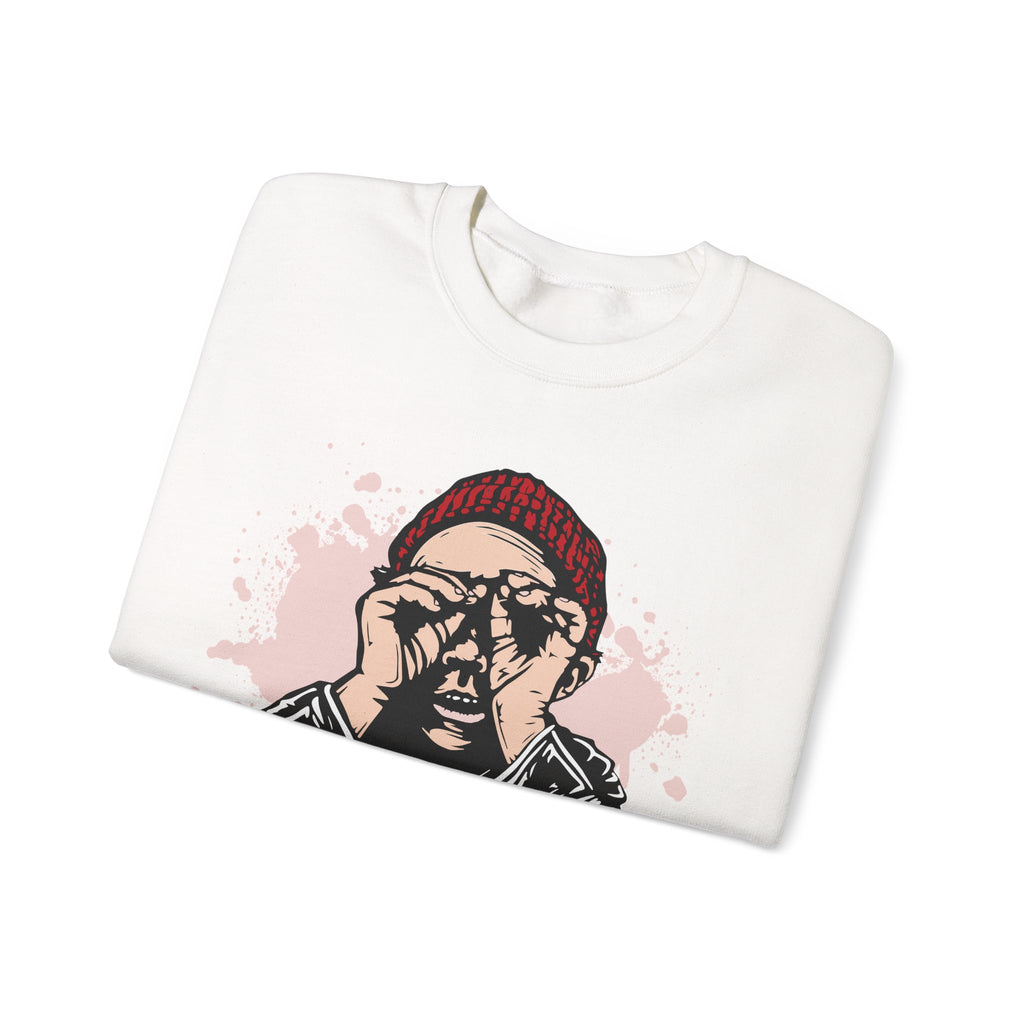 Crewneck Sweatshirt  Illustrated Beanie Portrait Graphic