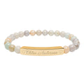 Personalized Natural Stone Bracelet – Custom Name & Hearts