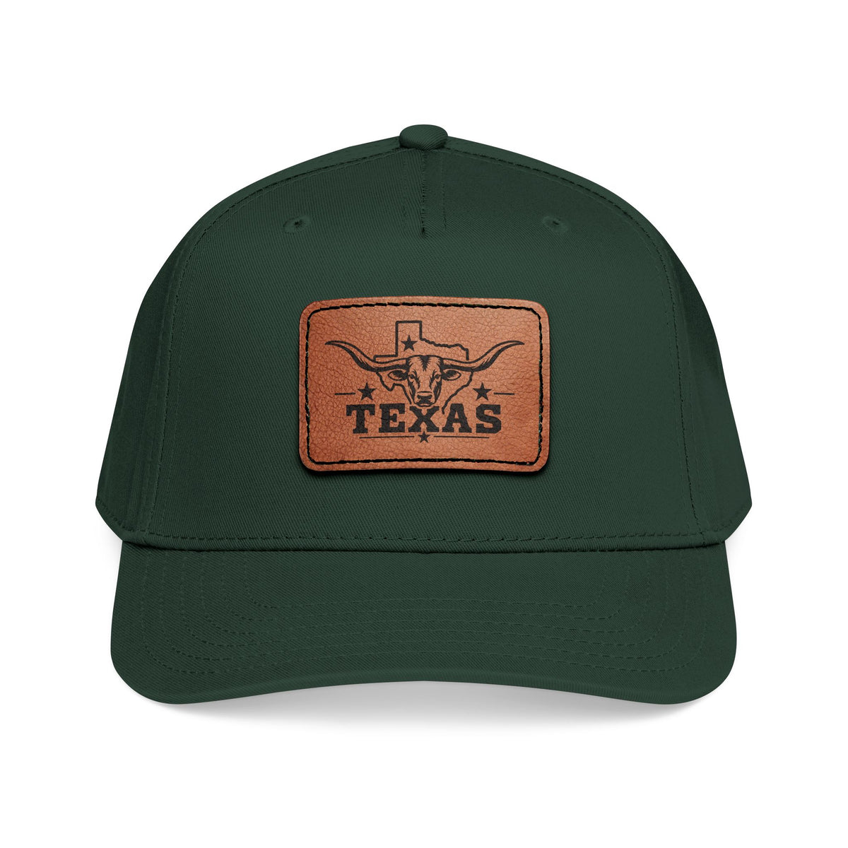 Texas Longhorn Leather Patch Mid Profile Baseball Cap – Western Texas Hat