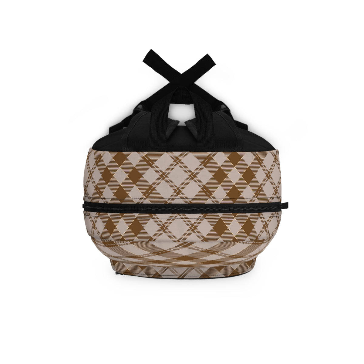 Brown Plaid Backpack – Neutral Preppy Checkered Graphic Backpack