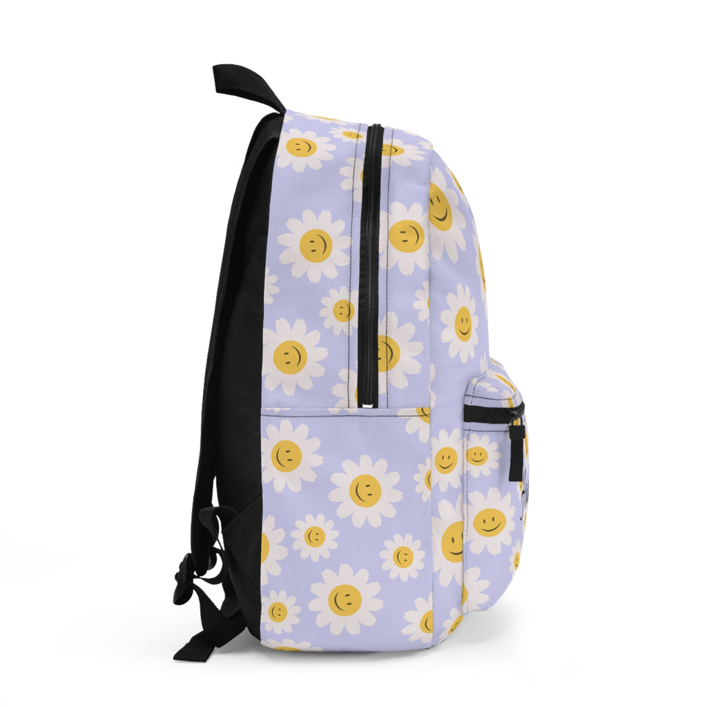 Personalized Daisy Backpack with Name – Cute Smiley Flower Backpack