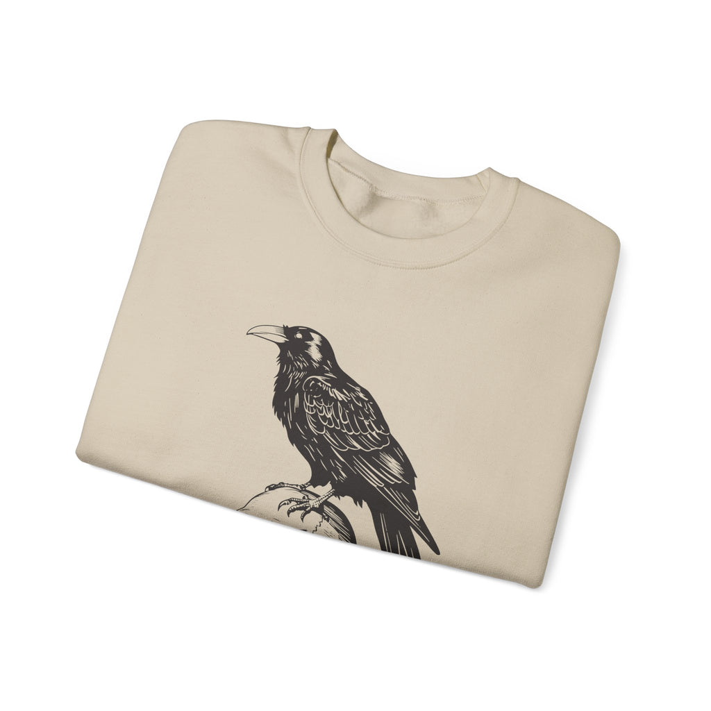 Raven Skull Sweatshirt, Gothic Crewneck Jumper