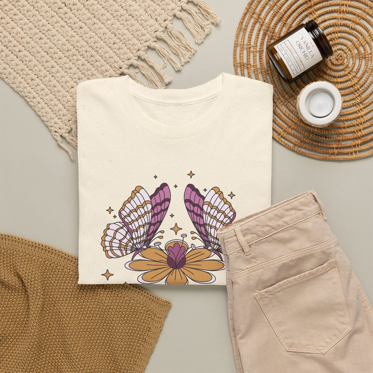 Butterfly & Flowers T-Shirt – Boho Floral Graphic Tee