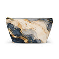 Blue & Gold Marble Pouch – Elegant Abstract Print