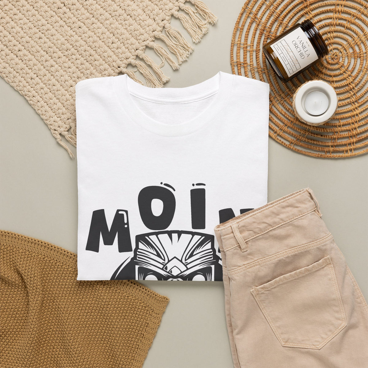 “MOIN” Tiki Mask T-Shirt – Tropical Streetwear Graphic Tee
