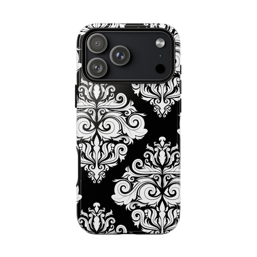 Black & White Damask Phone Case – Elegant Tough Case