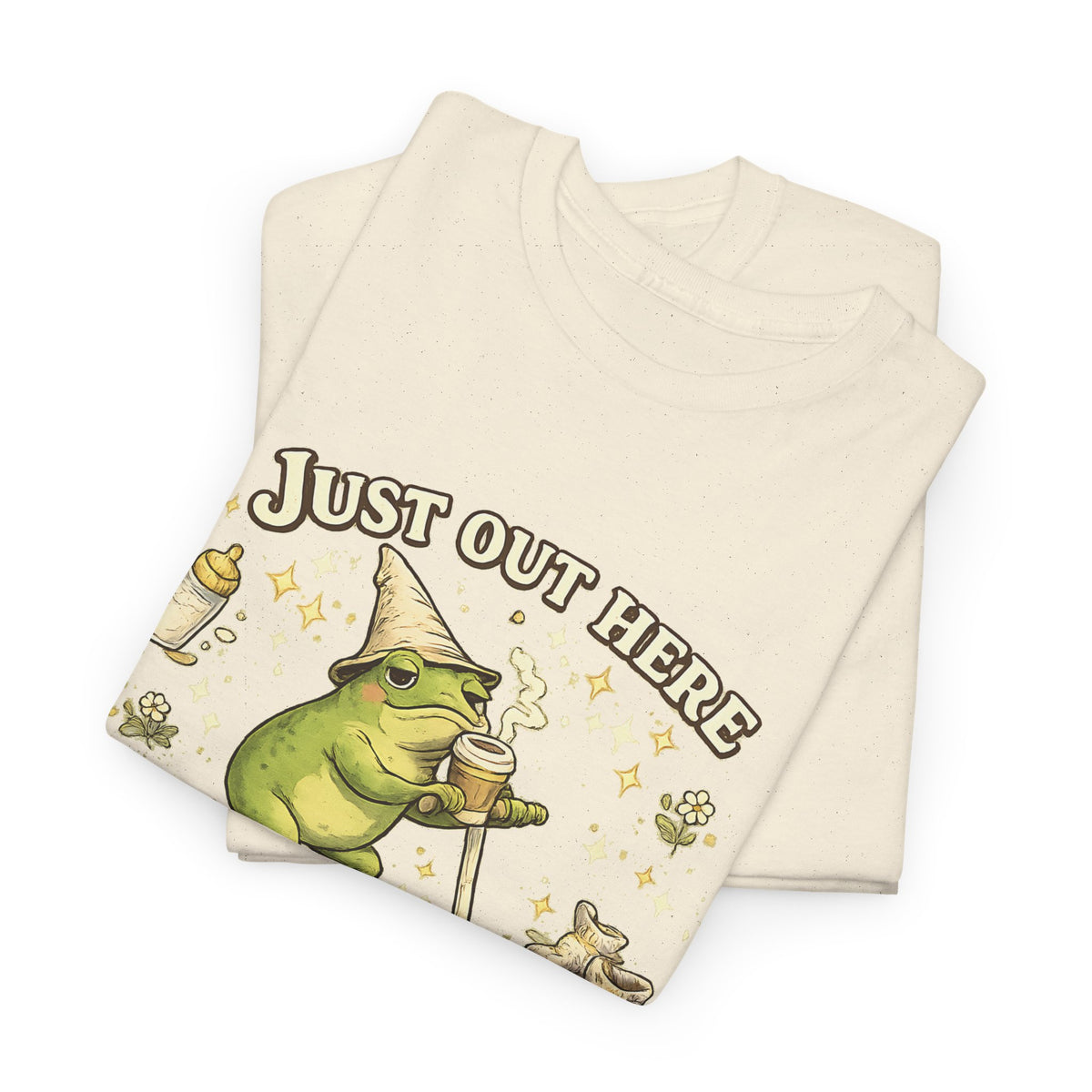 “Running on Caffeine & Mommin’” T-Shirt – Funny Mom Coffee & Frog Graphic Tee