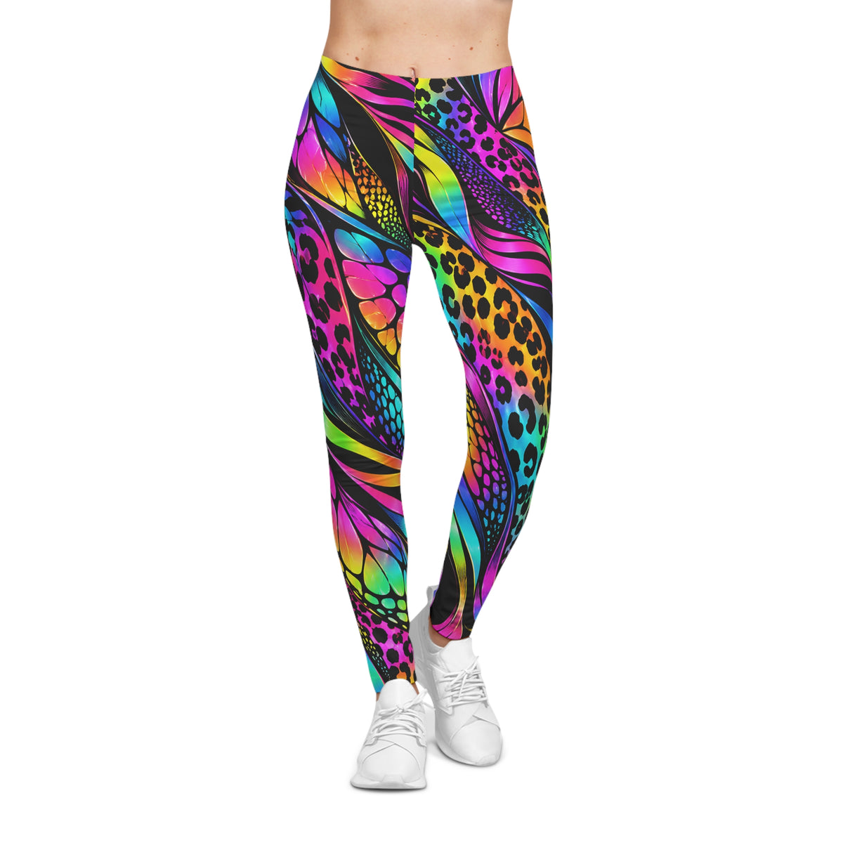 Rainbow Animal Print Leggings – Neon Leopard & Abstract Print