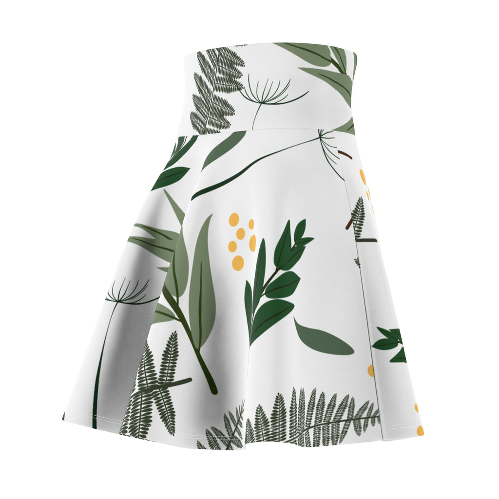 Green Botanical Skater Skirt – Leaf & Fern Pattern