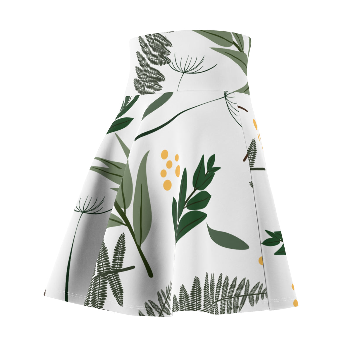 Green Botanical Skater Skirt – Leaf & Fern Pattern