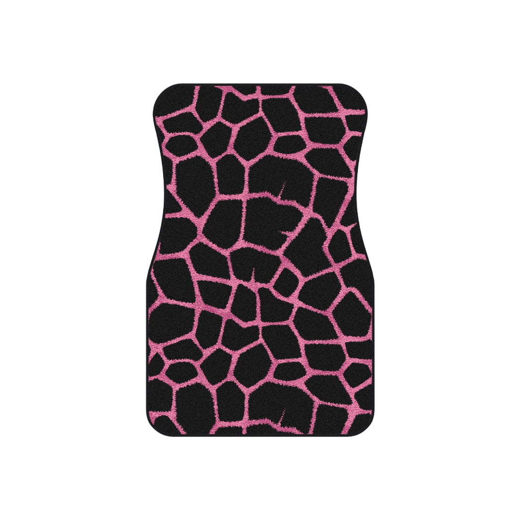Pink Cracked Pattern Car Floor Mats – Black 4-Piece Set