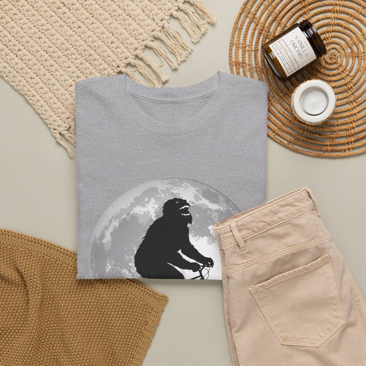 Bigfoot Bicycle T-Shirt – Moon & Nature Adventure Graphic Tee