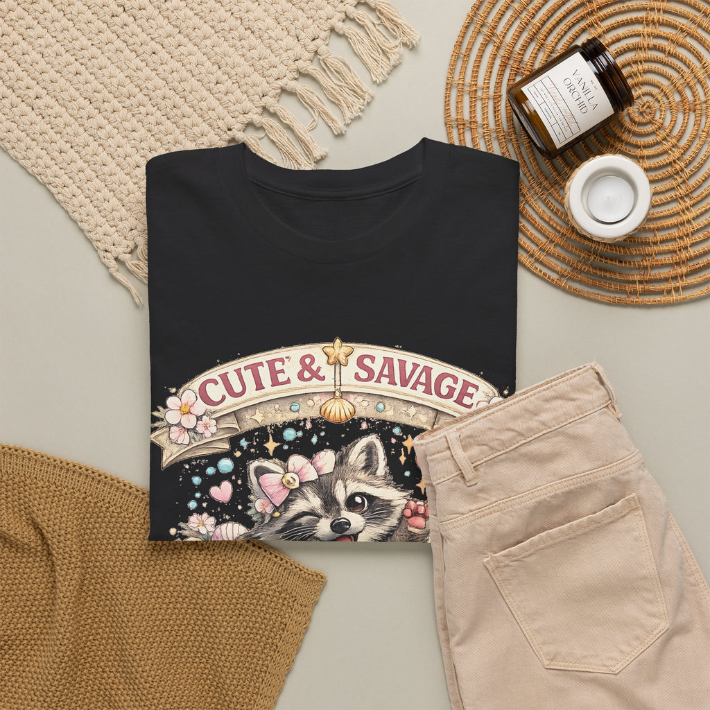 “Cute & Savage” T-Shirt – Funny Raccoon Hot Mess Express Graphic Tee