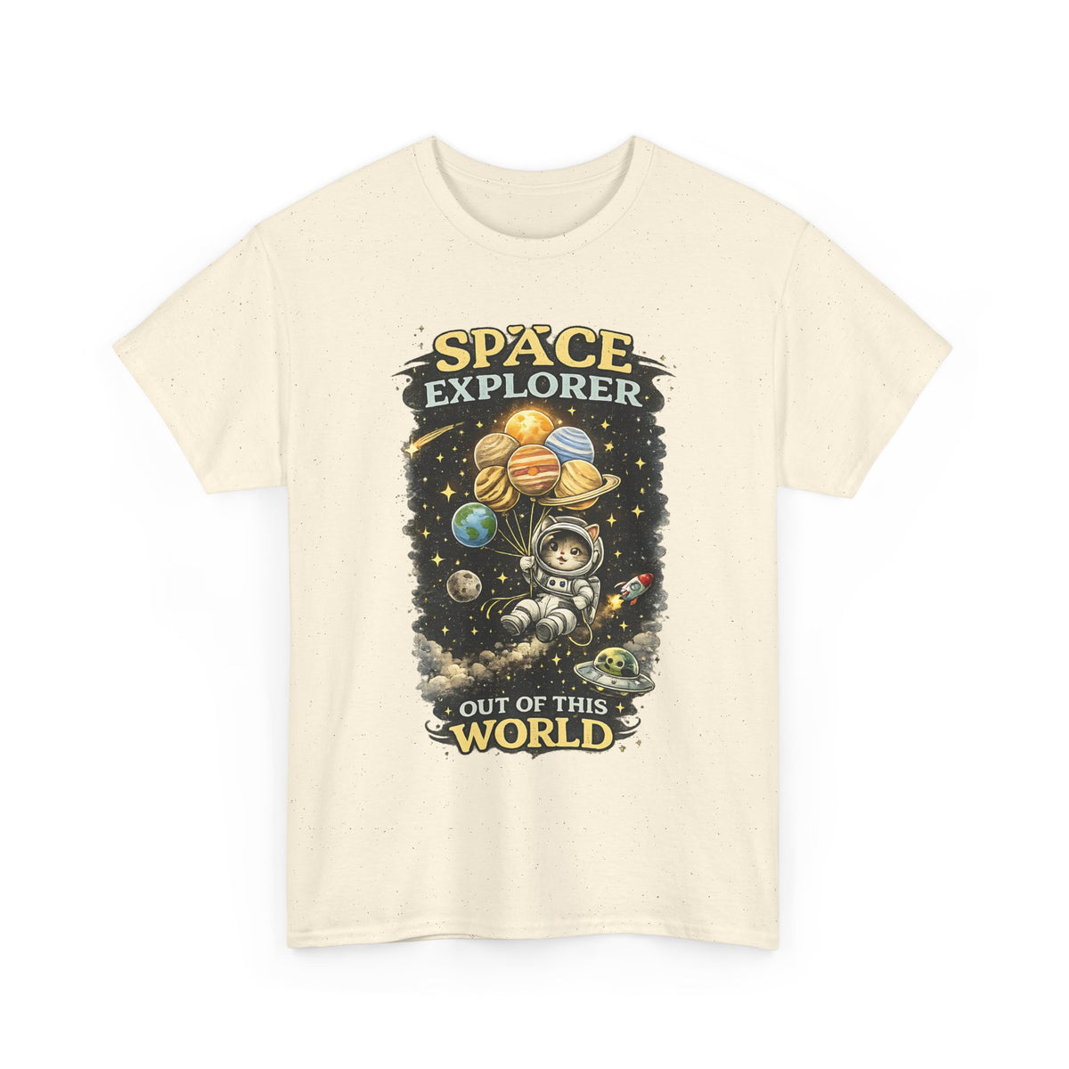 Space Explorer T-Shirt – Astronaut, Galaxy & Planets Graphic Tee