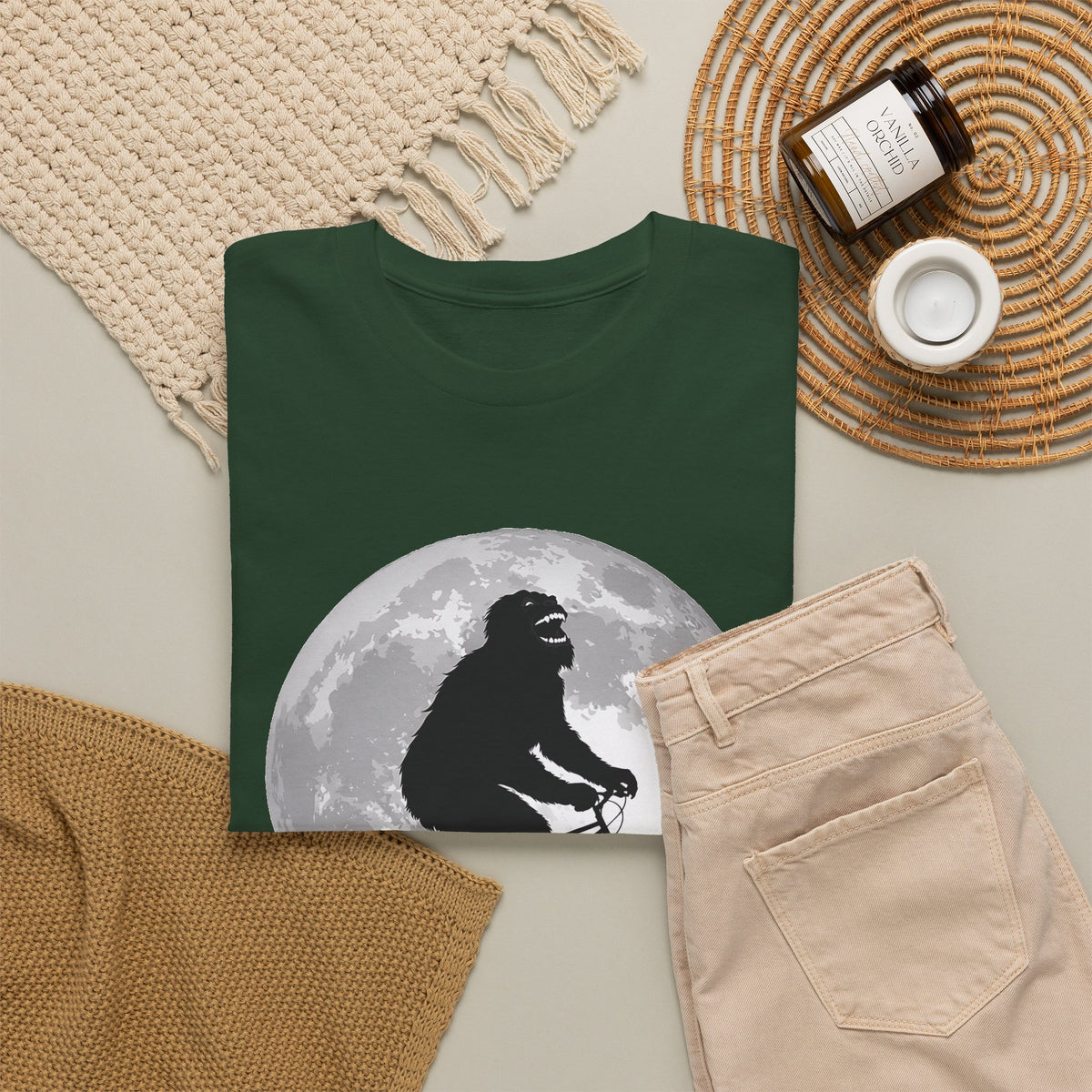 Bigfoot Bicycle T-Shirt – Moon & Nature Adventure Graphic Tee