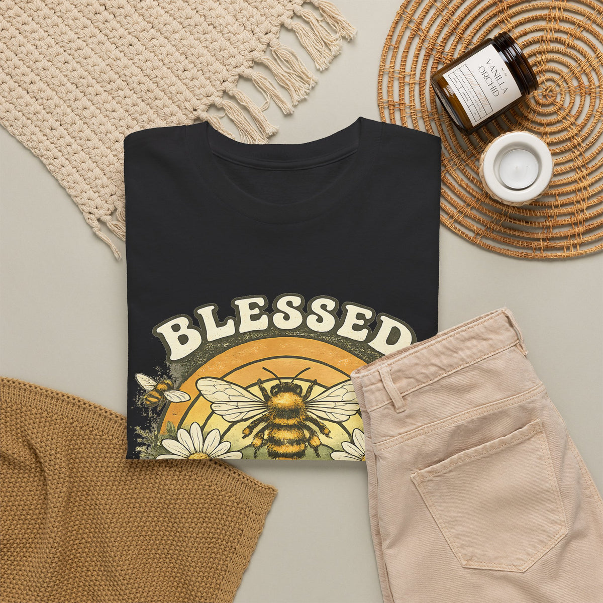 Blessed Bee T-Shirt – Christian Faith & Floral Bee Graphic Tee