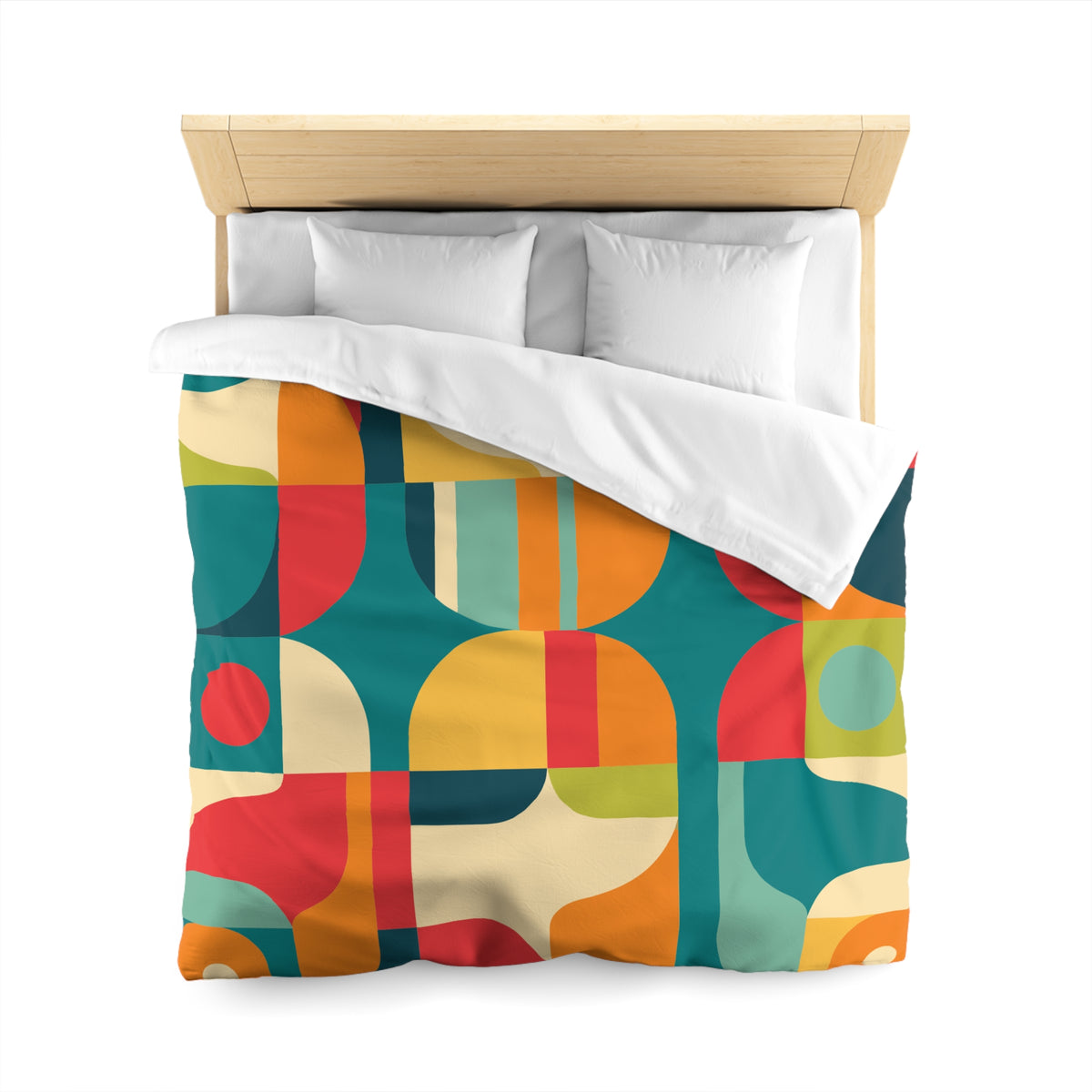 Mid Century Modern Geometric Duvet Cover  Retro Abstract Microfiber Bedding