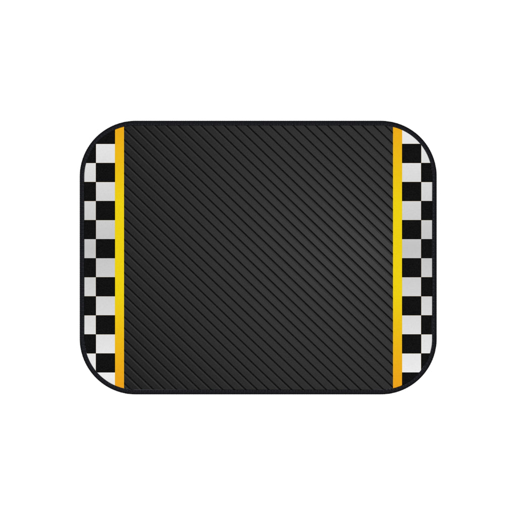 Black Checkered Racing Car Floor Mats – 4-Piece Set