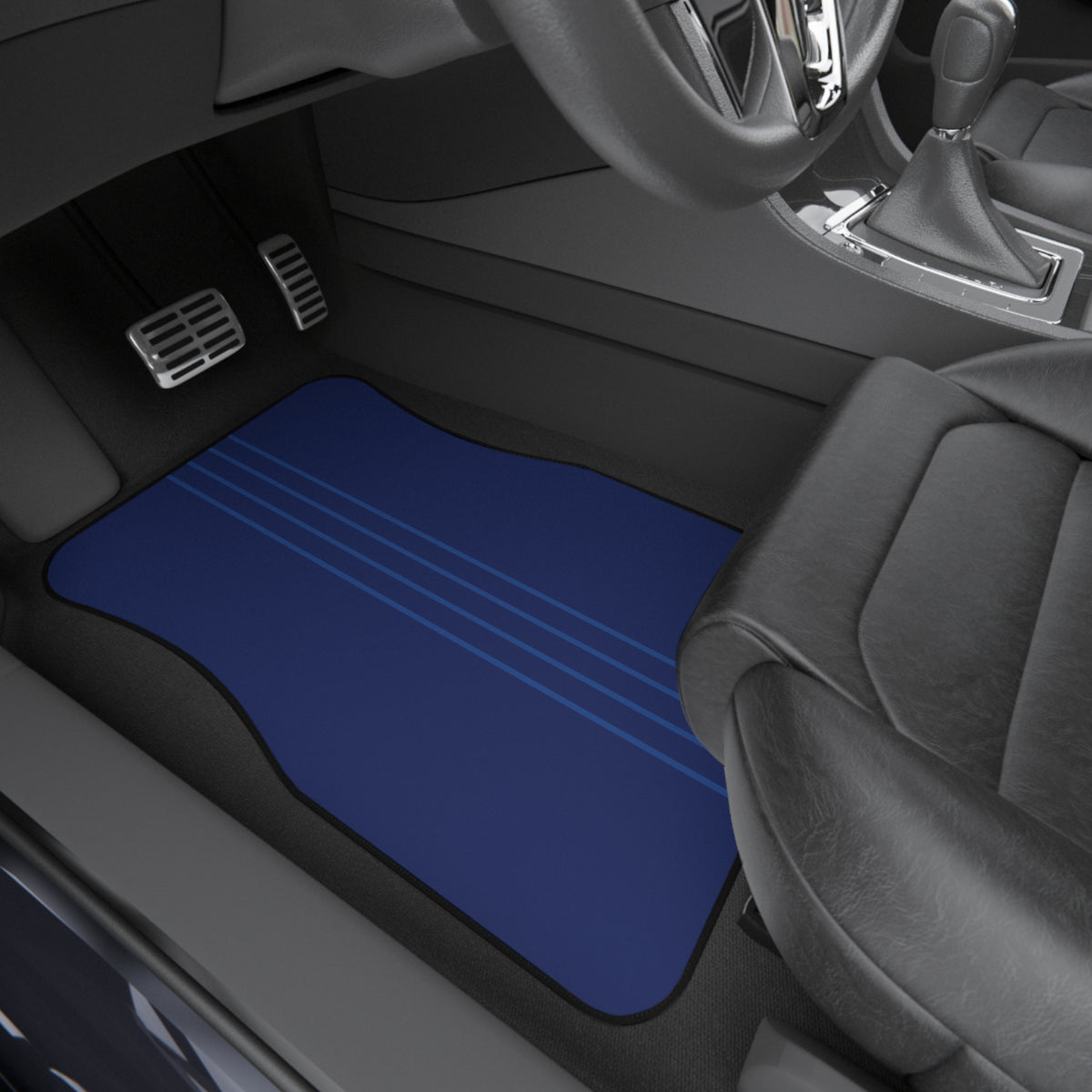 Blue Racing Stripe Car Floor Mats – 4-Piece Set | Bamerix