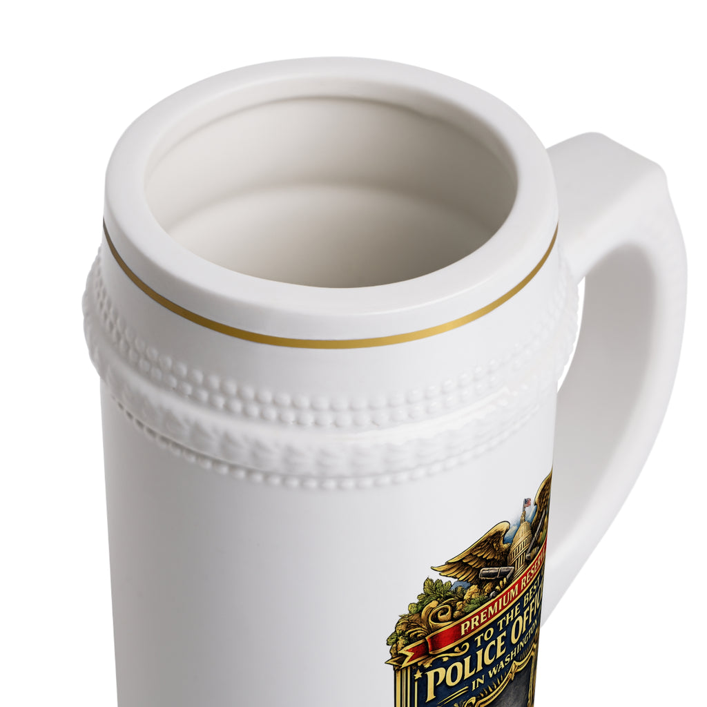 Personalized Washington Police Officer Beer Stein 22oz - Custom Name Cop Mug, Law Enforcement Gift for Him