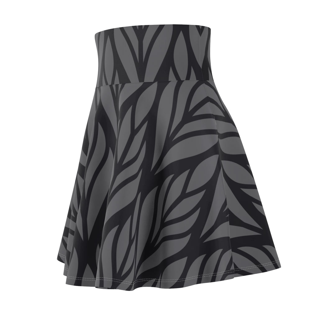Black & Gray Abstract Skater Skirt – Geometric Pattern