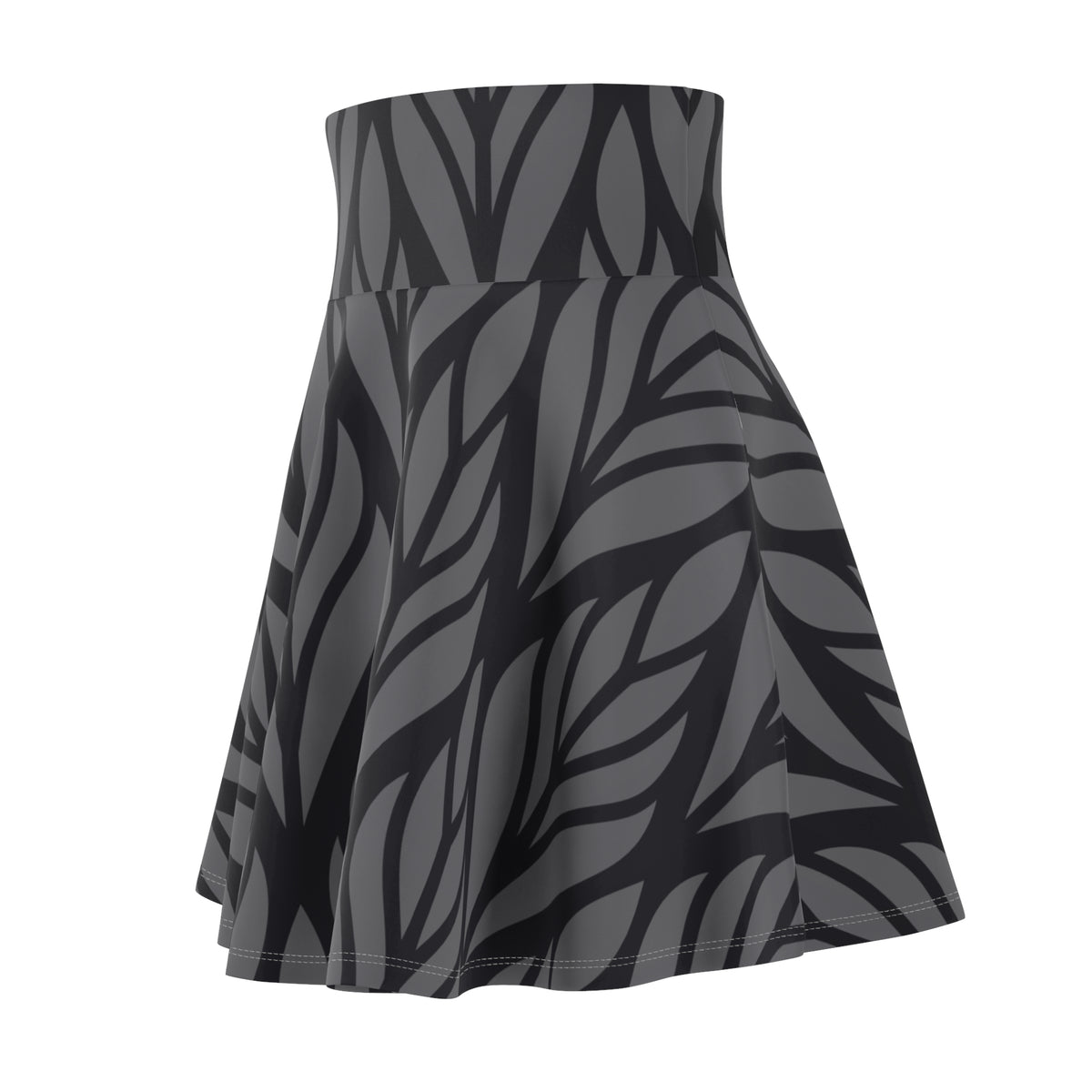 Black & Gray Abstract Skater Skirt – Geometric Pattern