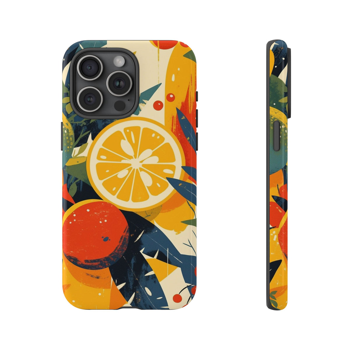 Retro Orange Citrus Phone Case – Colorful Botanical Tough Case