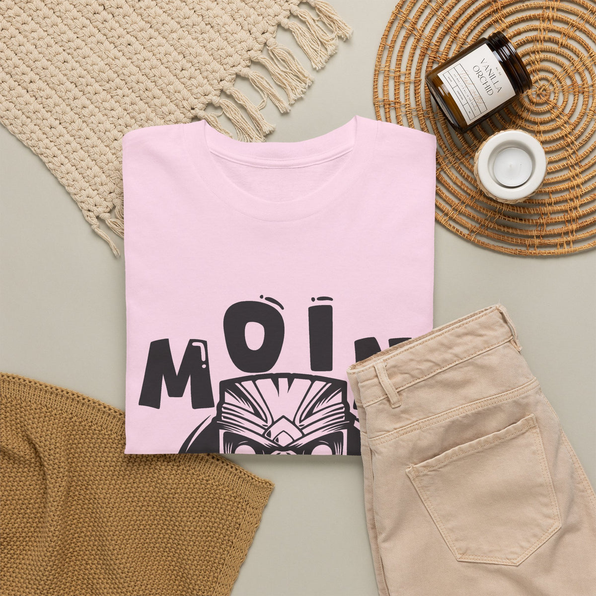 “MOIN” Tiki Mask T-Shirt – Tropical Streetwear Graphic Tee