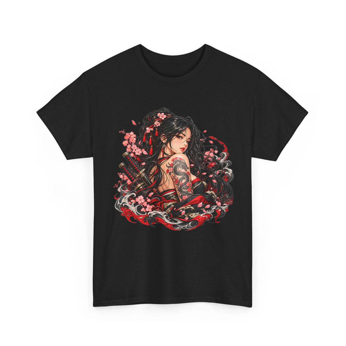 Japanese Samurai Girl T-Shirt – Dark Anime Warrior Graphic Tee