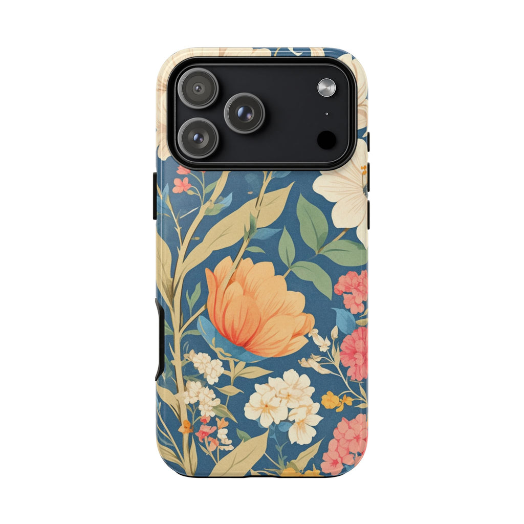 Vintage Botanical Floral Phone Case – Blue Tough Case