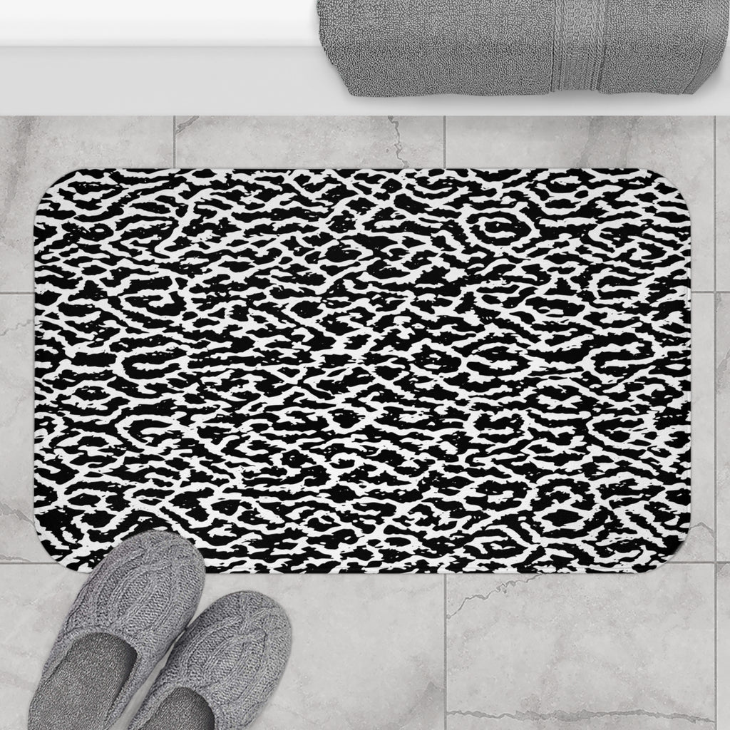Black & White Animal Print Bath Mat – Modern Wild Bathroom Decor