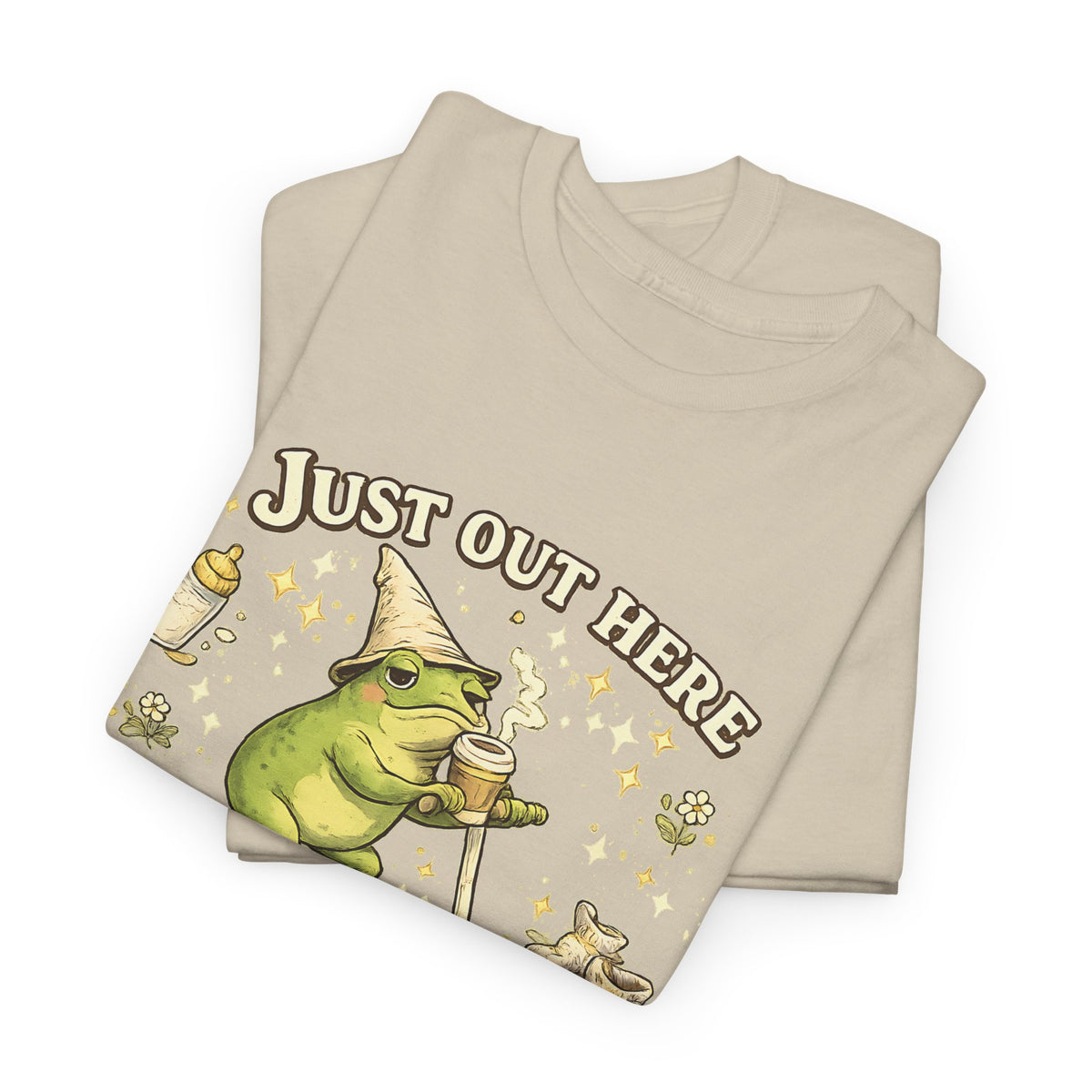 “Running on Caffeine & Mommin’” T-Shirt – Funny Mom Coffee & Frog Graphic Tee