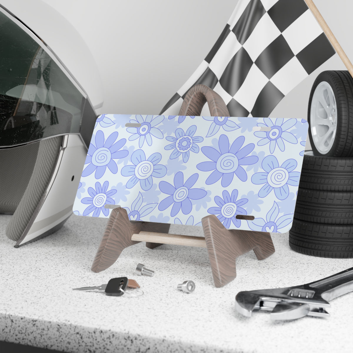 Floral Vanity License Plate Decorative Car Tag Pastel Flower Aesthetic Design