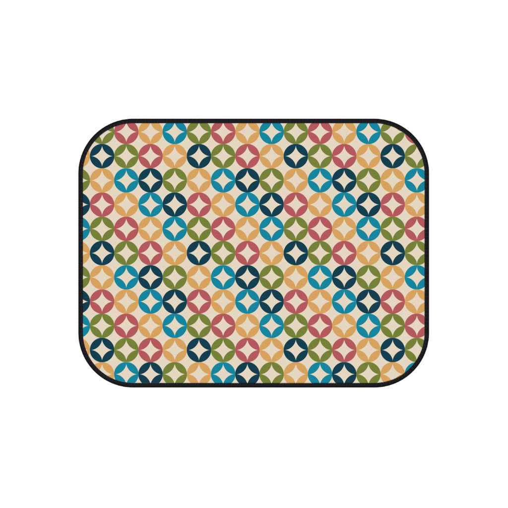 Retro Geometric Car Floor Mats – Colorful 4-Piece Set
